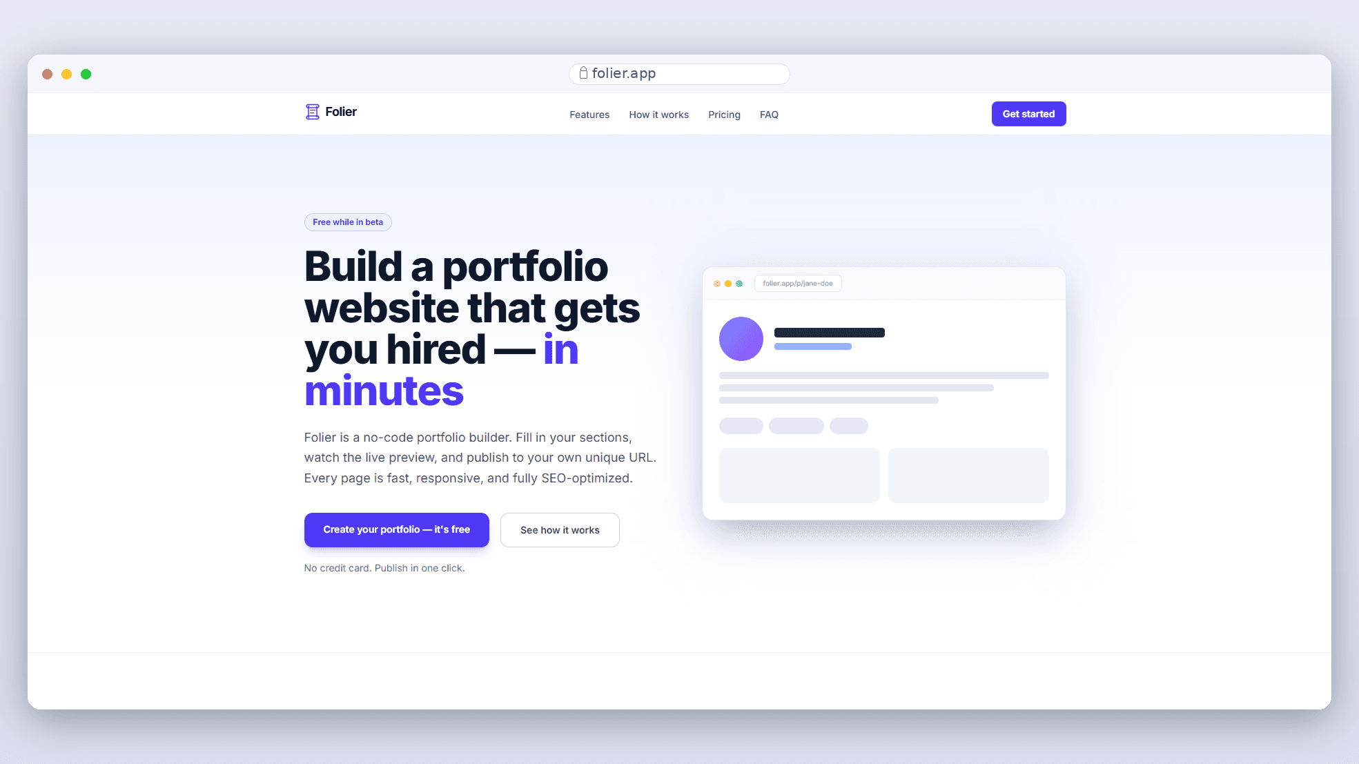 Folier — No-Code Portfolio Builder